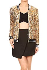 Anna-Kaci Womens Sequin Long Sleeve Front Zip Jacket, used for sale  Delivered anywhere in USA 