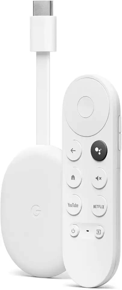 Chromecast met Google TV (4K) sneeuw - Brengt entertainment via spraak zoeken naar je tv. Streamfilms, series of Netflix in maximaal 4K HDR-kwaliteit. Eenvoudig te installeren tweedehands  