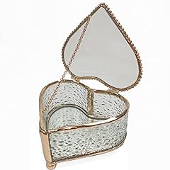 TOPIA Heart Shape Small Glass Jewelry Boxes Laced Edge for sale  Delivered anywhere in Canada