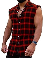 Men sleeveless flannel for sale  Delivered anywhere in USA 