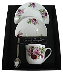 crackinchina Pink Rose trio set. cup & saucer with for sale  Delivered anywhere in UK