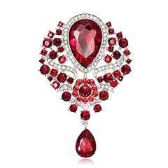 Red rhinestone brooch for sale  Delivered anywhere in UK