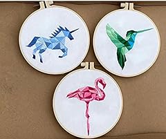 3pcs of pre Printed Hand Embroidery Kit, Geometric for sale  Delivered anywhere in UK