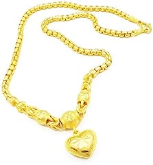 Heart 22k 24k Thai Baht Yellow Gold Plated Filled Necklace, used for sale  Delivered anywhere in USA 