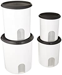 TUPPERWARE ONE TOUCH REMINDER 4-PC. CANISTER SET/BLACK for sale  Delivered anywhere in USA 