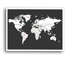 World Map Wall Art Poster (24" x 17") - Unframed Black for sale  Delivered anywhere in Canada