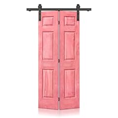 36 in. x 84 in. Hollow Core Antique Red Stain 6 Panel MDF Composite Bi-Fold Barn Door with Sliding Hardware Kit for sale  Delivered anywhere in USA 