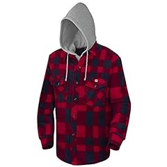 Pioneer Work Shirt, Quilted & Hooded, Boa-Lined, Fleece Lined, 2 Chest Pockets, Zipper Closure, Red-Black Plaid, L, V3080396-L for sale  Delivered anywhere in Canada
