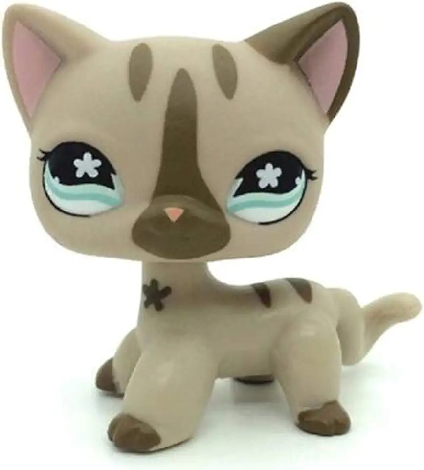WooMax LPS Toy Littlest Pet Shop Gray Short Cat Cat Kitty Tan Blue Eyes Collection Toys For Children Birthday Christmas Gift, gebruikt tweedehands  