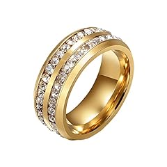 ClodeEU Rings for Women Two Rows of Full Diamond Rings for sale  Delivered anywhere in UK