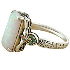 Luxury Square White Opal Antique Silver Ring Jewelry for sale  Delivered anywhere in UK