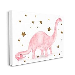 Stupell Industries Pink Dinosaur Gold Stars Kids Design, for sale  Delivered anywhere in Canada