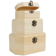 BELLE VOUS Wood Treasure Chest (3 Pack) - Small, Medium for sale  Delivered anywhere in UK
