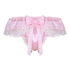 ranrann Mens Sissy 2 Pieces Frilly Crop Top with Bloomers Bo-Peep Panties Lingerie Set Shiny Satin Nightwear 