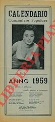Calendario canzoniere 1959. usato  Spedito ovunque in Italia 