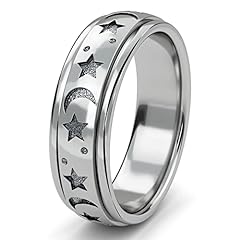 TJC Silver Star Moon Band Ring for Women Size W with for sale  Delivered anywhere in UK