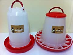 P&T Poultry 3Kg Feeder & 3Ltr Drinker For Chickens/Hens/Ducks/Chicks, used for sale  Delivered anywhere in UK
