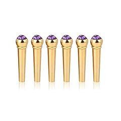 Used, 6Pcs Guitar Bridge Pins, Brass Guitar Bridge Pins Pegs Nail with Crystal Glass Dot Decor Music Instrument Parts for Folk Acoustic Guitar (Purple) for sale  Delivered anywhere in Canada