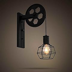 BAYCHEER HL471082 1 Light Wall Sconce Keyed Socket Pulley LED Industrial Wall Sconces Retro Wall Lights Fixture for Indoor Lighting Barn Restaurant in Black Finished for sale  Delivered anywhere in Canada