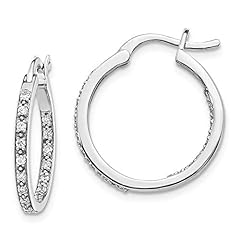 Solid 14k White Gold Diamond Inside Out Hoop Earrings for sale  Delivered anywhere in USA 
