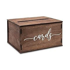 Brown Wood Wedding Card Gift Box with Slotted Lid, Lock and Chalkboard –  MyGift