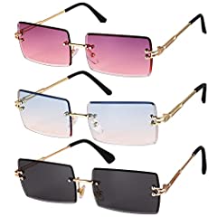 Gaosaili 3 Stücke Rechteck Randlose Sonnenbrille, Rechteck gebraucht kaufen  Wird an jeden Ort in Deutschland