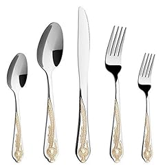 Gold silverware set for sale  Delivered anywhere in USA 