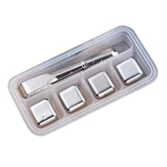 Stainless Steel Ice Cubes with Ice Tongs, Reusable Stainless Steel Ice Cubes, 4 PES Durable Beer and Beverage Cooler, Cooler for Kitchens and Bars (Silver) for sale  Delivered anywhere in Canada