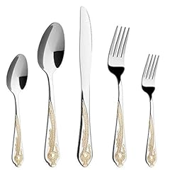 Gold silverware set for sale  Delivered anywhere in USA 