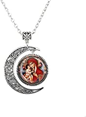 Virgin Mary Jesus Moon Necklace - Religious Icon Madonna, used for sale  Delivered anywhere in Canada