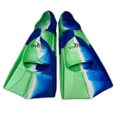 Swimz Short Blade Silicone swim Training Fins - Blue/White/Green for sale  Delivered anywhere in UK