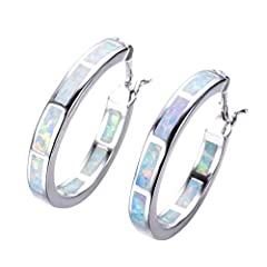 RUBOBUC 925 Sterling Silver Women's Hoop Earring Created, used for sale  Delivered anywhere in UK