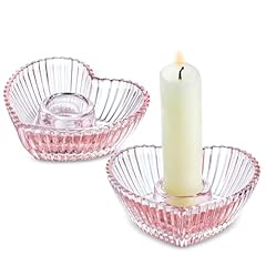 Pink glass candlestick for sale  Delivered anywhere in USA 