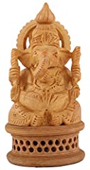 Wooden Ganesh Idol - Hand Carved Lord Ganesha Wood Sculpture - God of Prosperity and Fortune for sale  Delivered anywhere in Canada