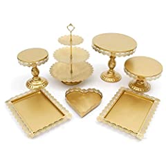 MEETOZ 7Pcs Cake Stand and Pastry Trays Metal Cupcake for sale  Delivered anywhere in UK