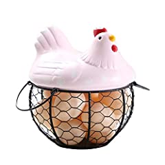 FGYZYP Chicken Egg Storage Basket with Ceramic Lid for sale  Delivered anywhere in UK