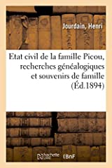 Etat civil de la famille Picou, recherches généalogiques d'occasion  Livré partout en France
