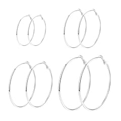Pairs silver hoop for sale  Delivered anywhere in USA 
