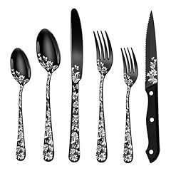 Black silverware set for sale  Delivered anywhere in USA 