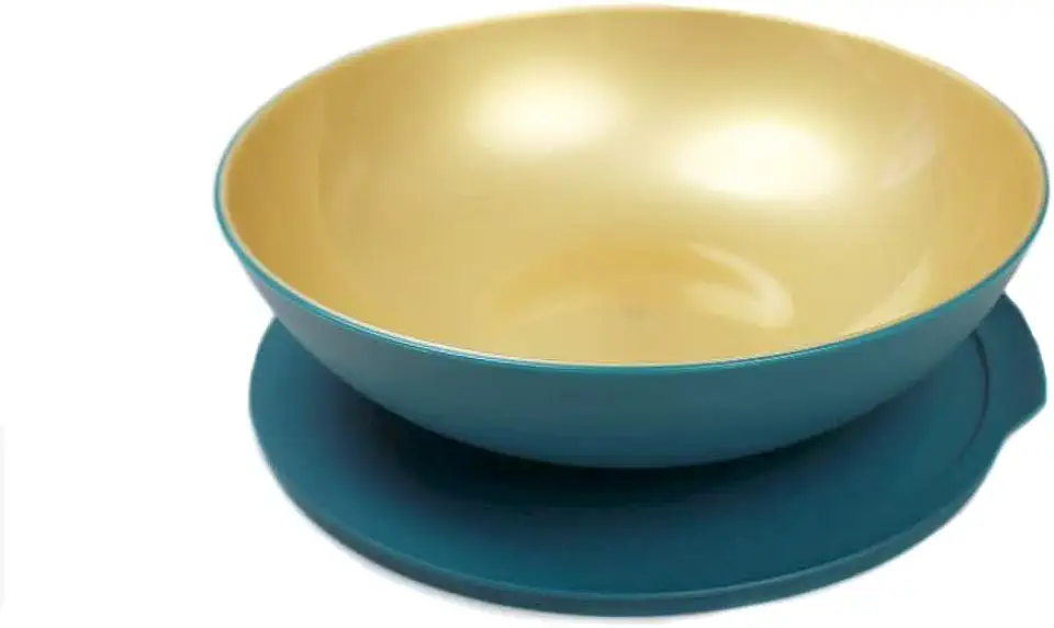 Tupperware Allegra 3,5 L turquoise/goud serveerschaal schaal serveerschaal tweedehands  