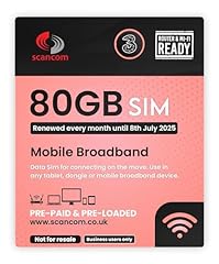 Three 80gb data for sale  Delivered anywhere in UK