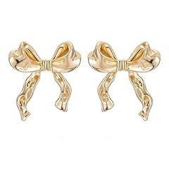 Gold bow earrings for sale  Delivered anywhere in USA 