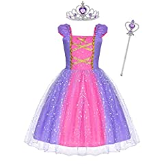 ACWOO Angels Costume da Principessa Rapunzel per Bambina, Vestito Principessa Bambina, Vestito da Festa di Compleanno 110cm usato  Spedito ovunque in Italia 