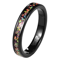 VAKKI 4mm Opal Ring Womens Black Tungsten Carbide Wedding, used for sale  Delivered anywhere in UK