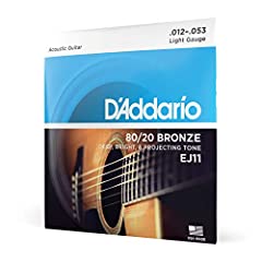 D'Addario Guitar Strings - Acoustic Guitar Strings - 80/20 Bronze - For 6 String Guitar - Deep, Bright, Projecting Tone - EJ11 - Light, 12-53 for sale  Delivered anywhere in Canada