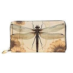 TRSGKSQP Leather Wallet for Women Men Bifold Wallet Ultra Slim Credit Card Holder Dragonfly on Sunflower Ladies Clutch Purse for sale  Delivered anywhere in UK