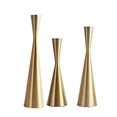 Set of 3 Brass Gold Metal Taper Candle Holders Candlestick for sale  Delivered anywhere in USA 