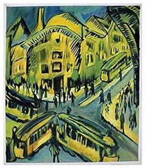 Nollendorfplatz - Ernst Ludwig Kirchner hand-painted oil painting reproduction, metropolis landscape,busy German cityscape perspective scene for sale  Delivered anywhere in Canada