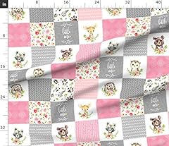 Used, Spoonflower Fabric - Pink Girls Woodland Cheater Quilt for sale  Delivered anywhere in USA 