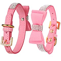 LOVPE Dog Collar/Cat Collar Crystal Velvet Leather for sale  Delivered anywhere in UK